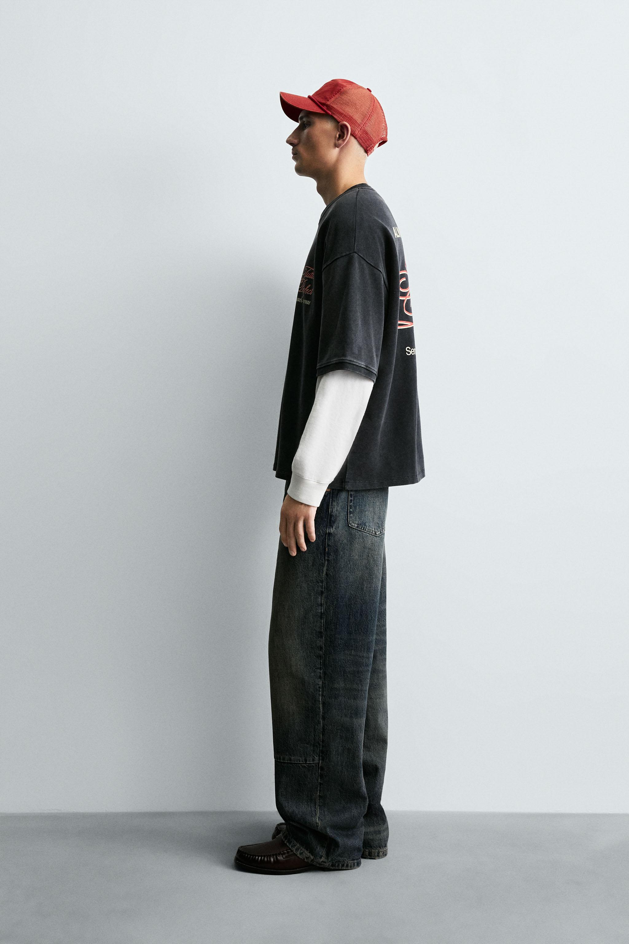 WASHED PRINTED TEXT SWEATSHIRT